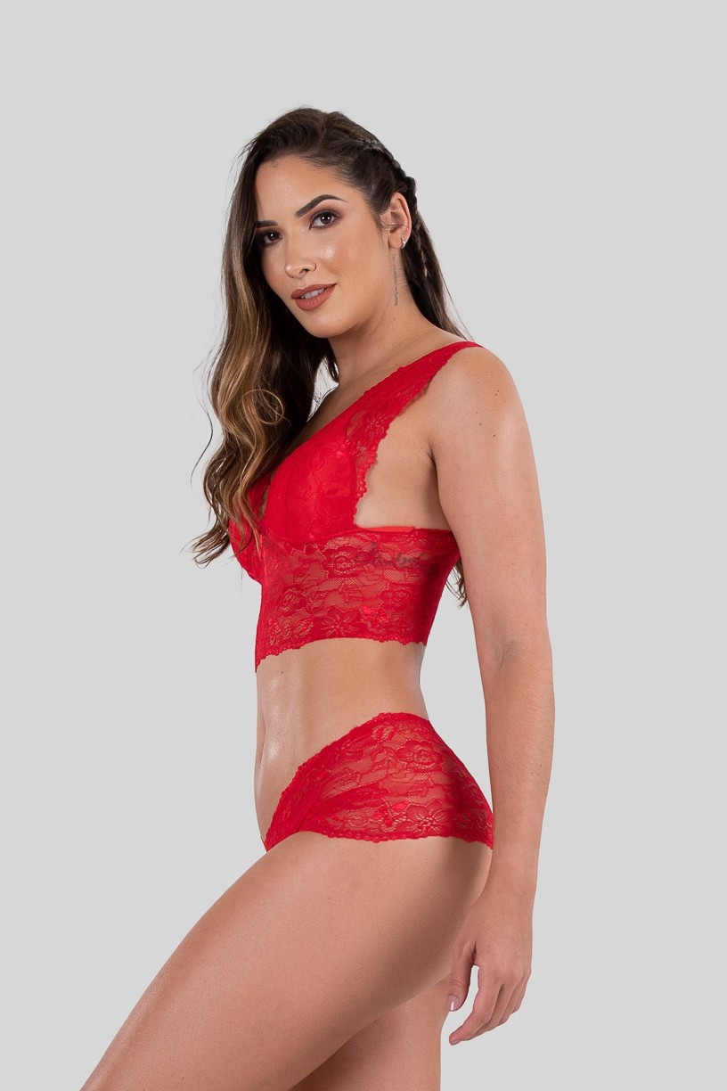 Conjunto Lingerie Cropped (Vermelho) | Ref: P04-7-C