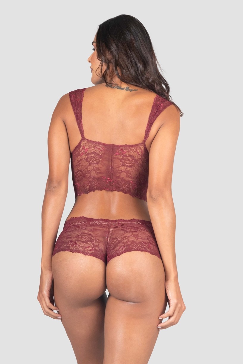 Conjunto Lingerie Cropped (Vinho) | Ref: P04-7-E