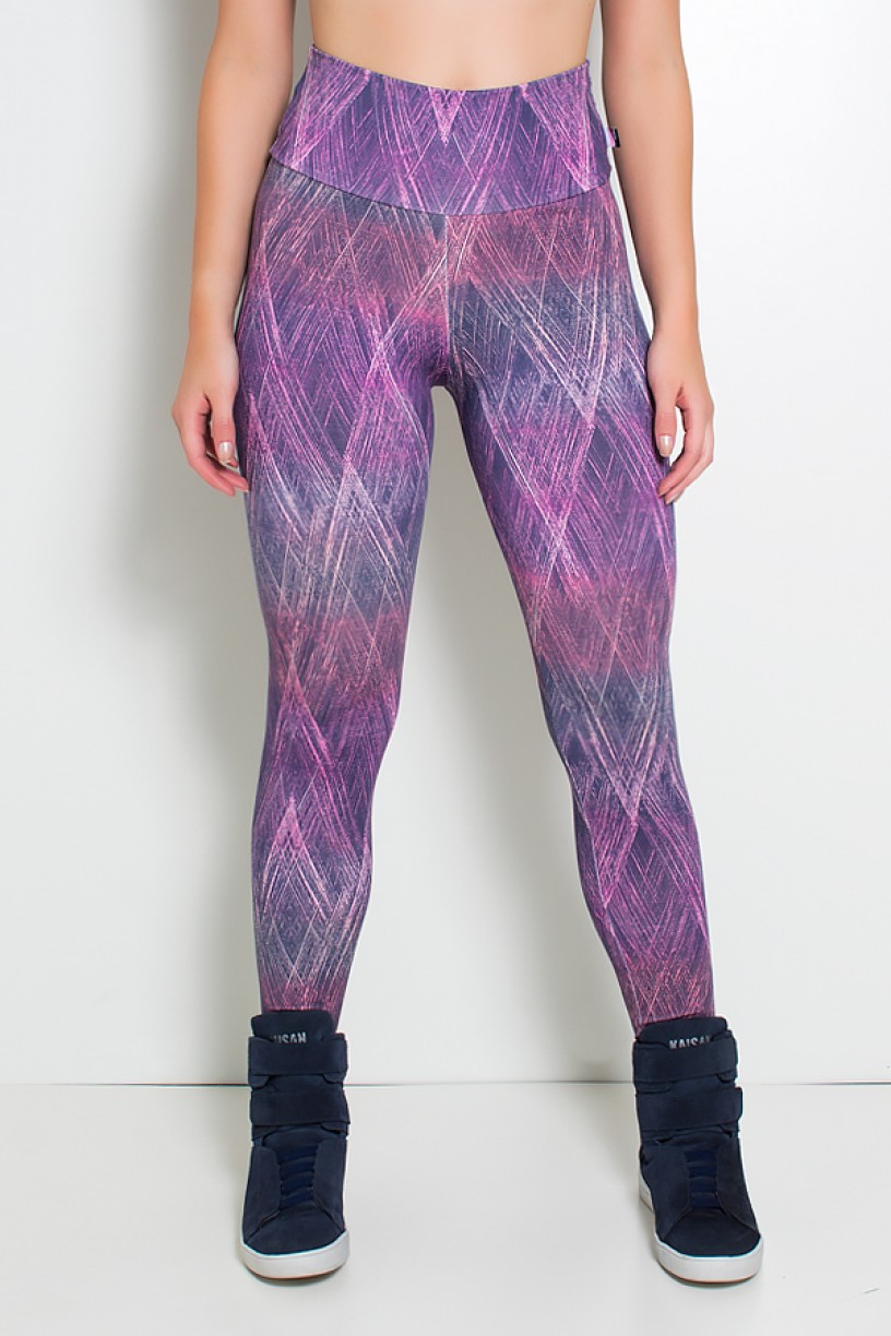 Legging Estampada Roxo e Rosa com Rabiscos | Ref: KS-F27-086