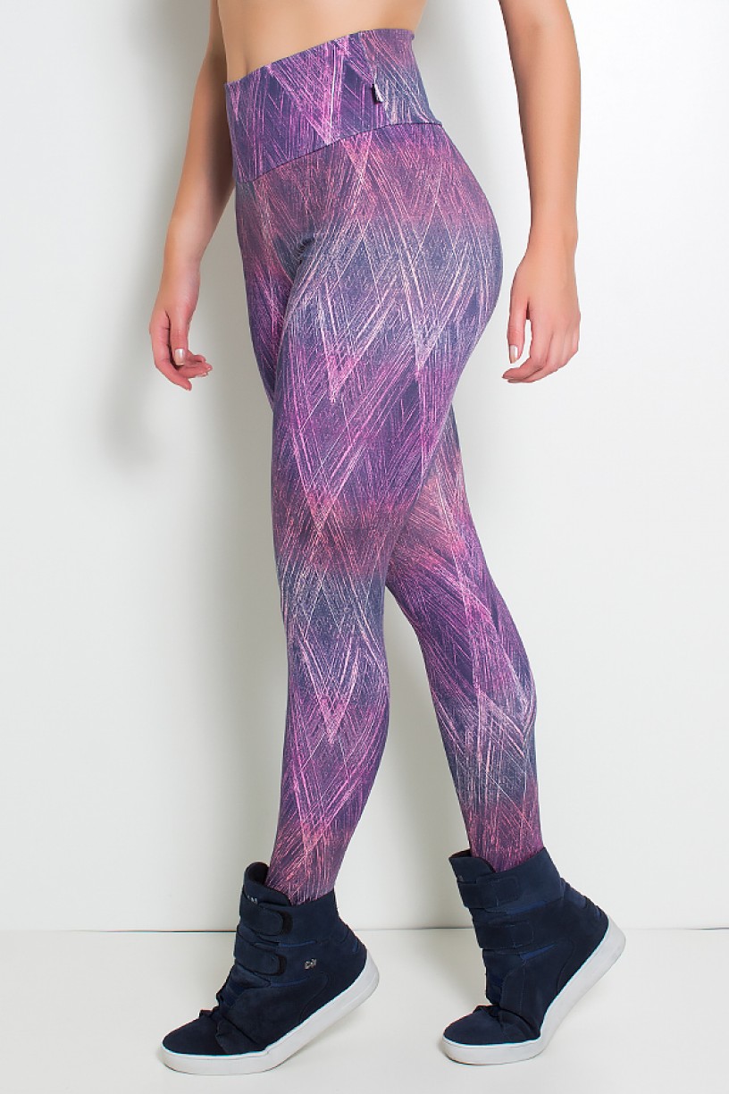 Legging Estampada Roxo e Rosa com Rabiscos | Ref: KS-F27-086