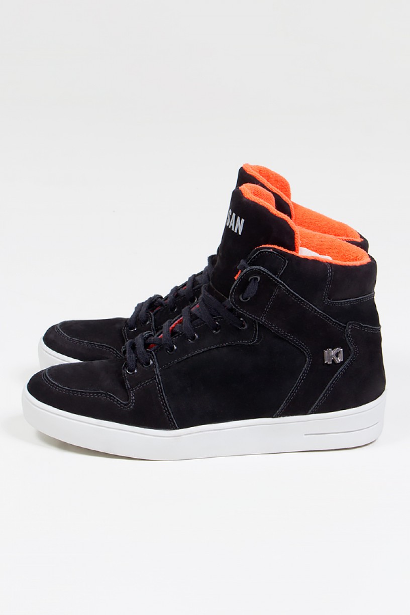 Sneaker Cano Médio Nobuck (Preto / Laranja) | Ref: KS-T45-002