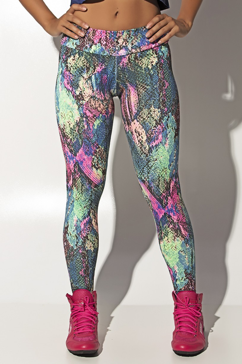 Legging Estampada Cós Baixo (Escama Colorida 3) | Ref: KS-F343-009