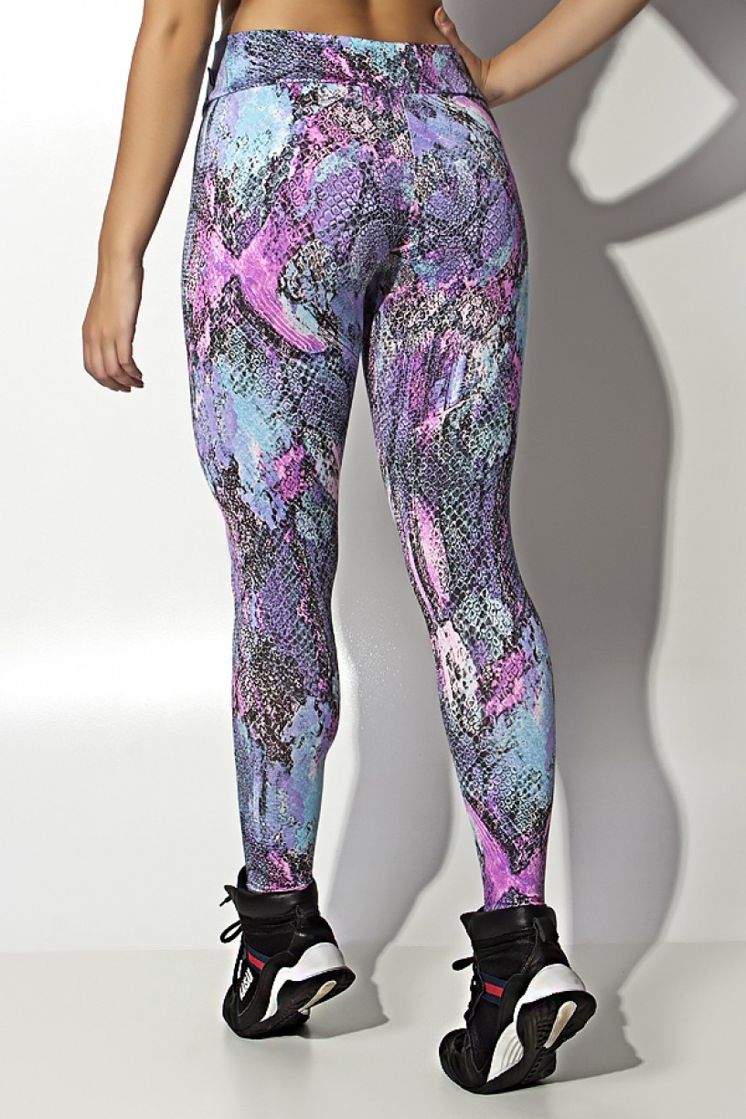 Legging Estampada Cós Baixo (Escama Colorida 4) | Ref: KS-F343-010