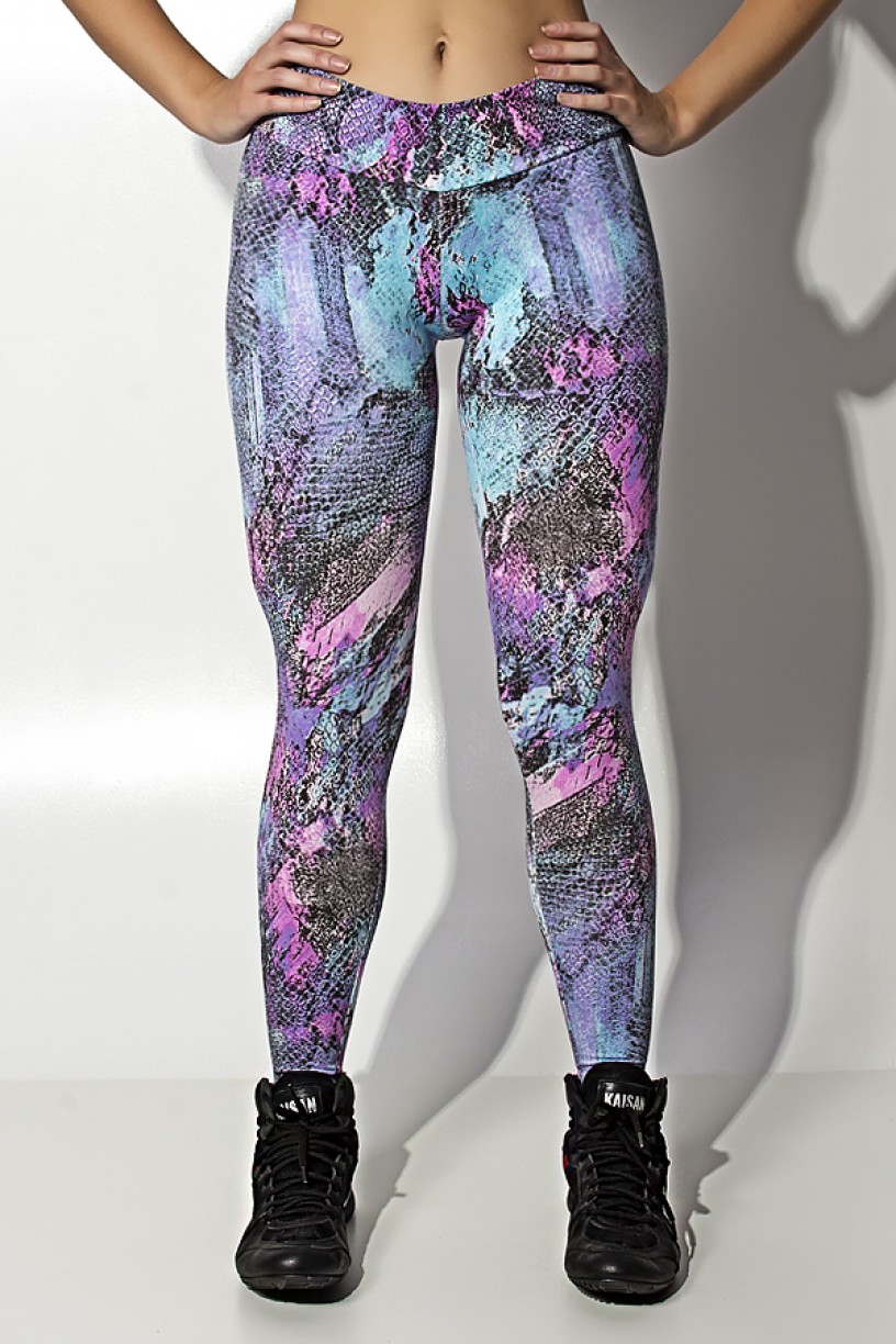 Legging Estampada Cós Baixo (Escama Colorida 4) | Ref: KS-F343-010