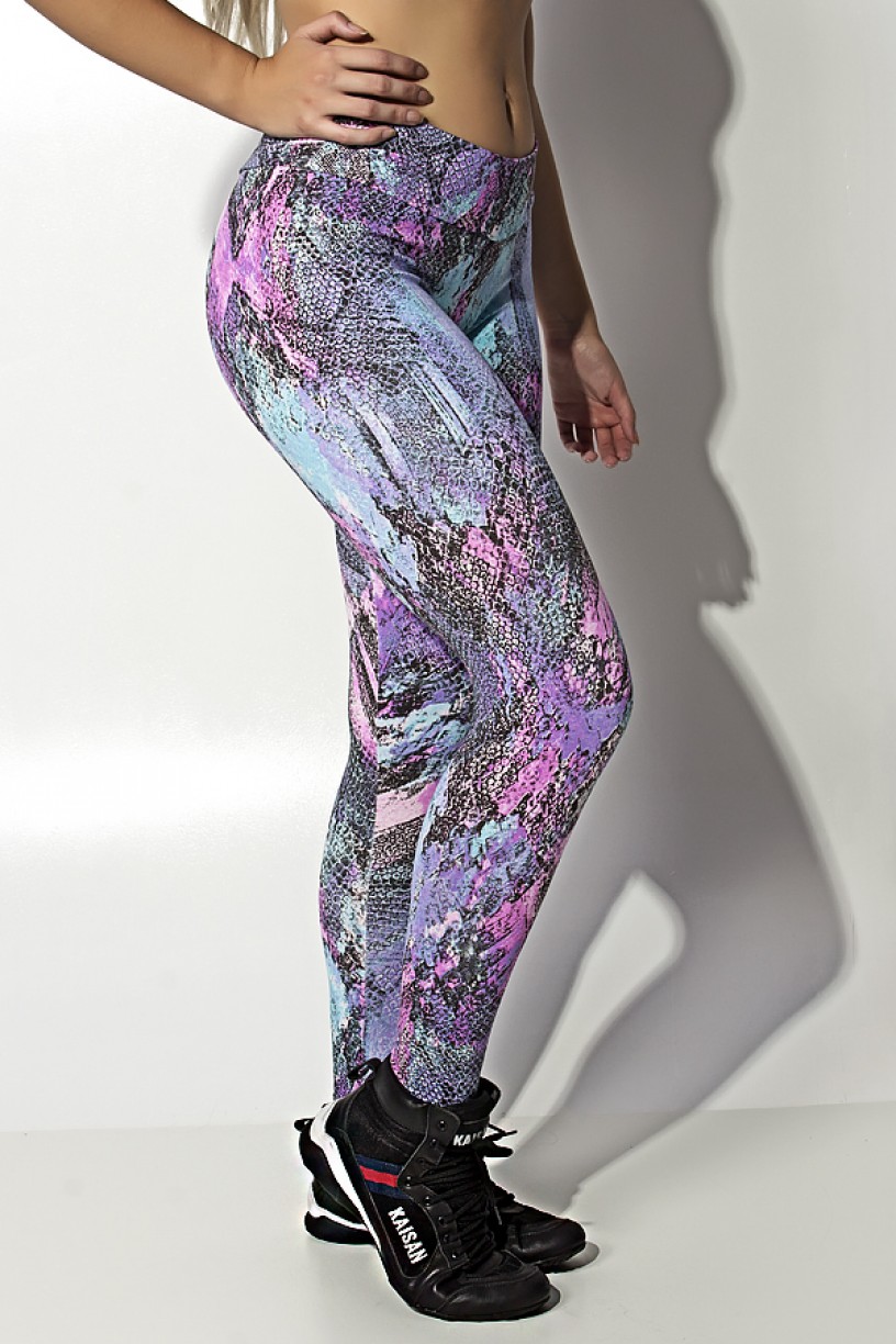 Legging Estampada Cós Baixo (Escama Colorida 4) | Ref: KS-F343-010