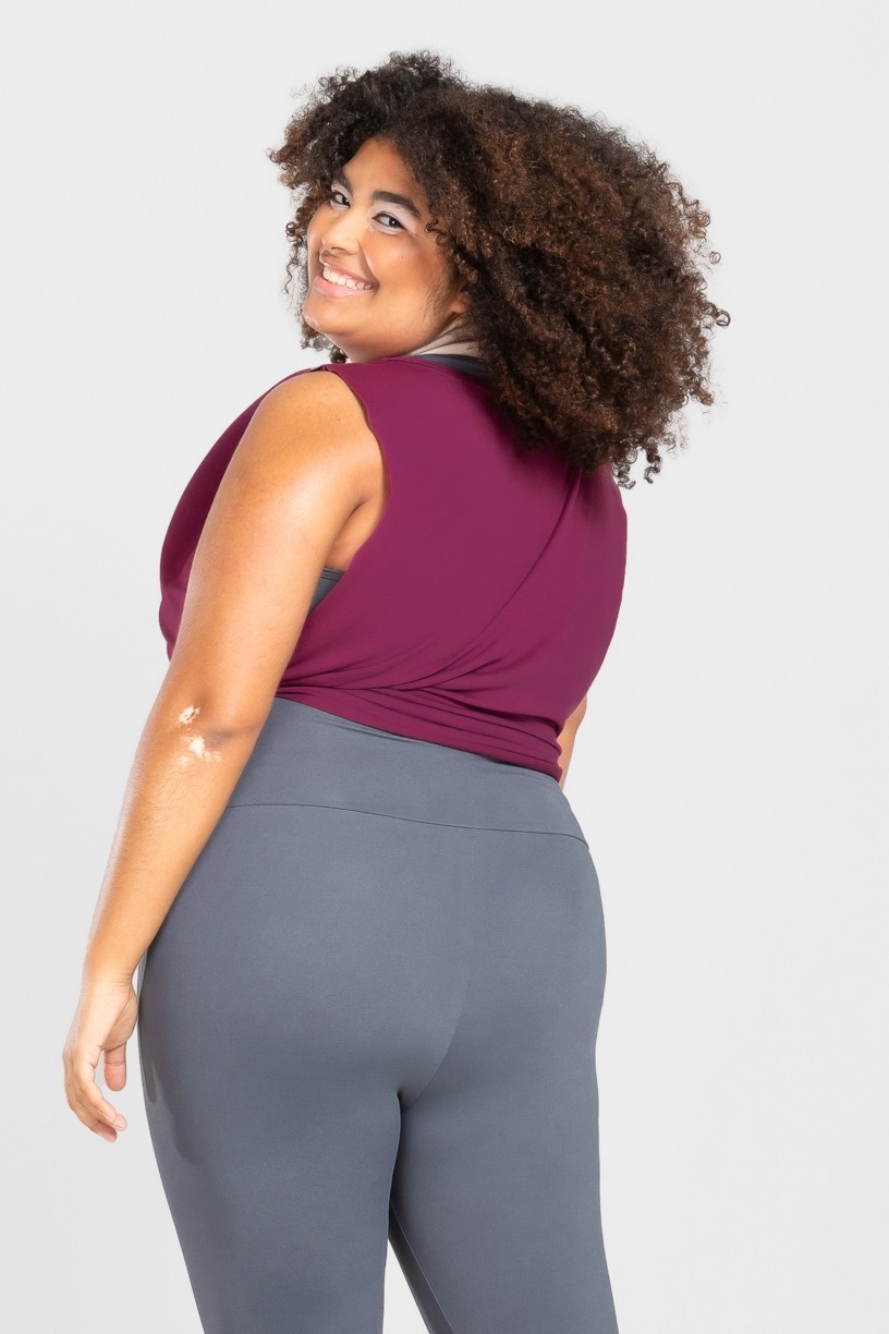 Regata com Nózinho Lateral Básica Plus Size (Roxo) | Ref: KP3083-C