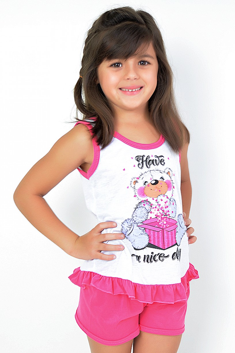 Babydoll Infantil 059 (Pink com ursinho)