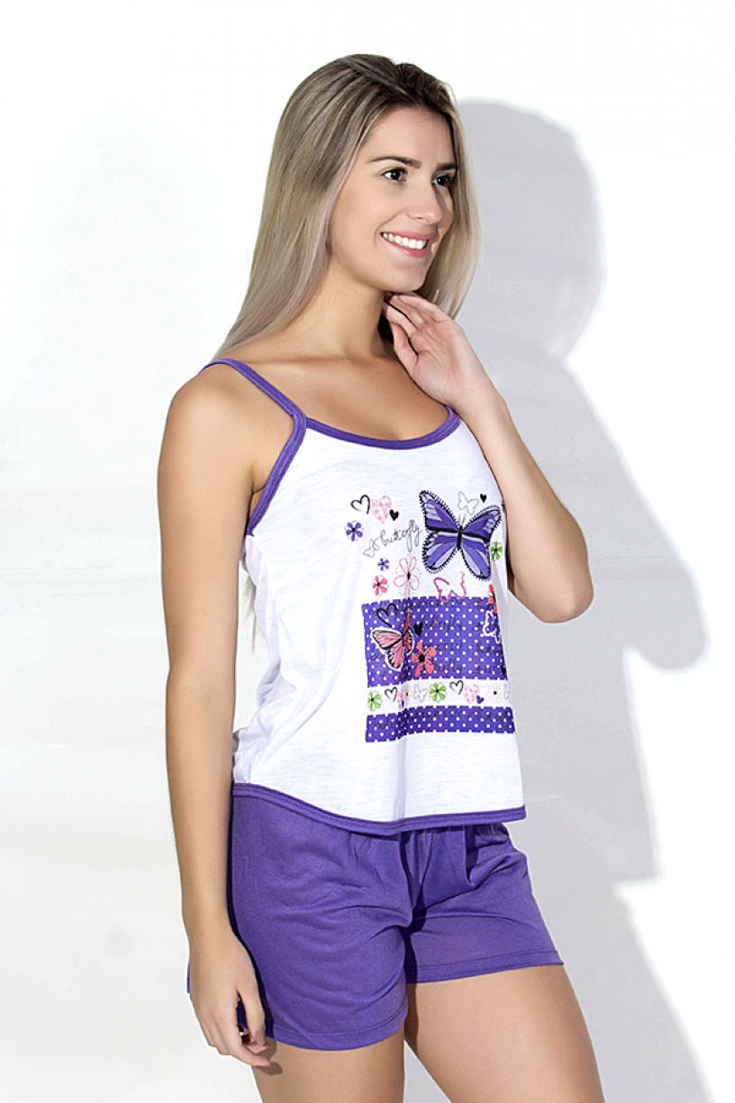 Babydoll Feminino 023 (roxo com borboletas)