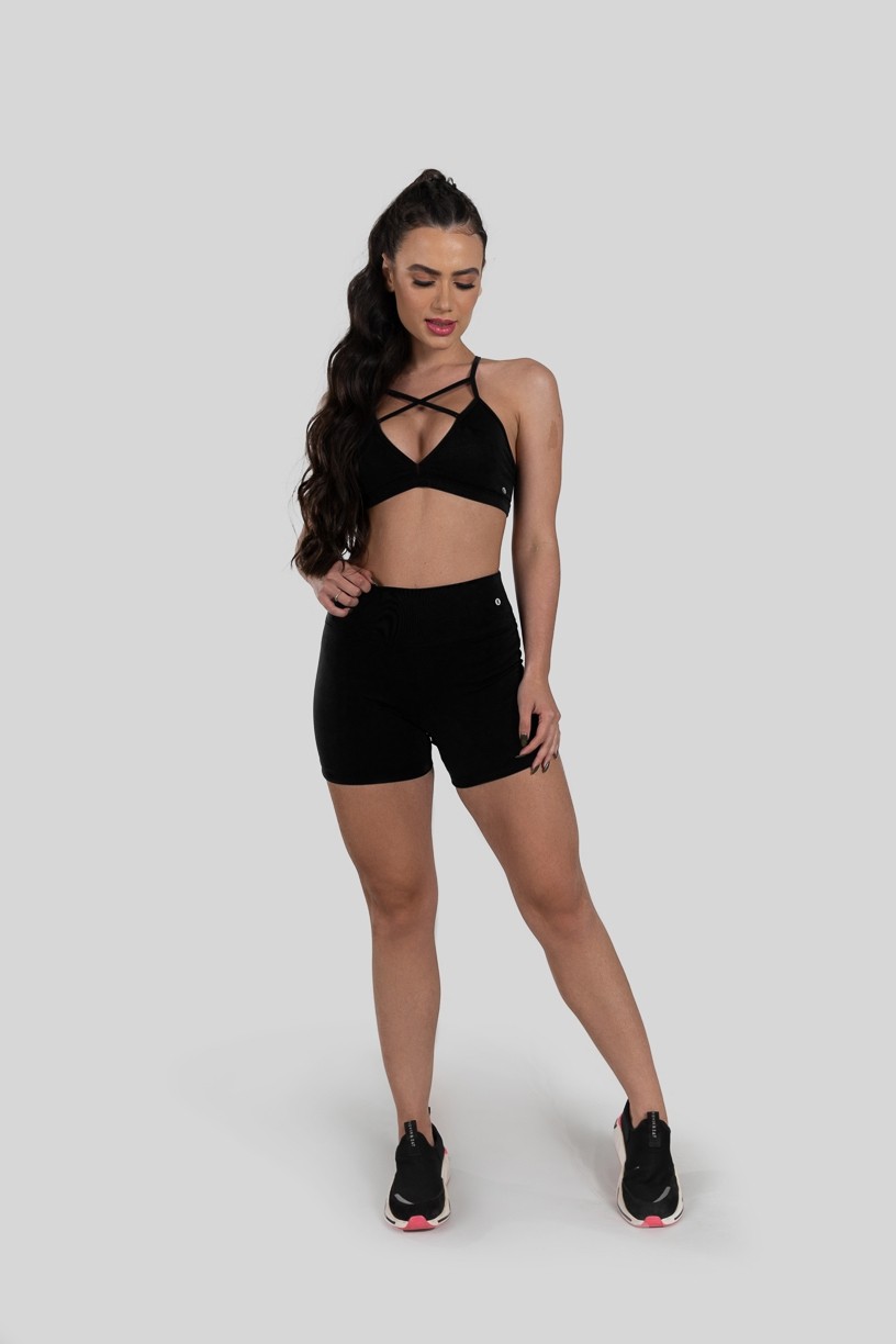 Short Básico de Poliéster (Preto) | Ref: K3177-A