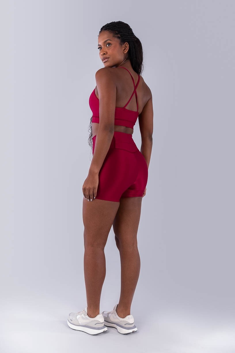 Short Canelado com Bolso no Cós (Cereja) | Ref: K4494-B
