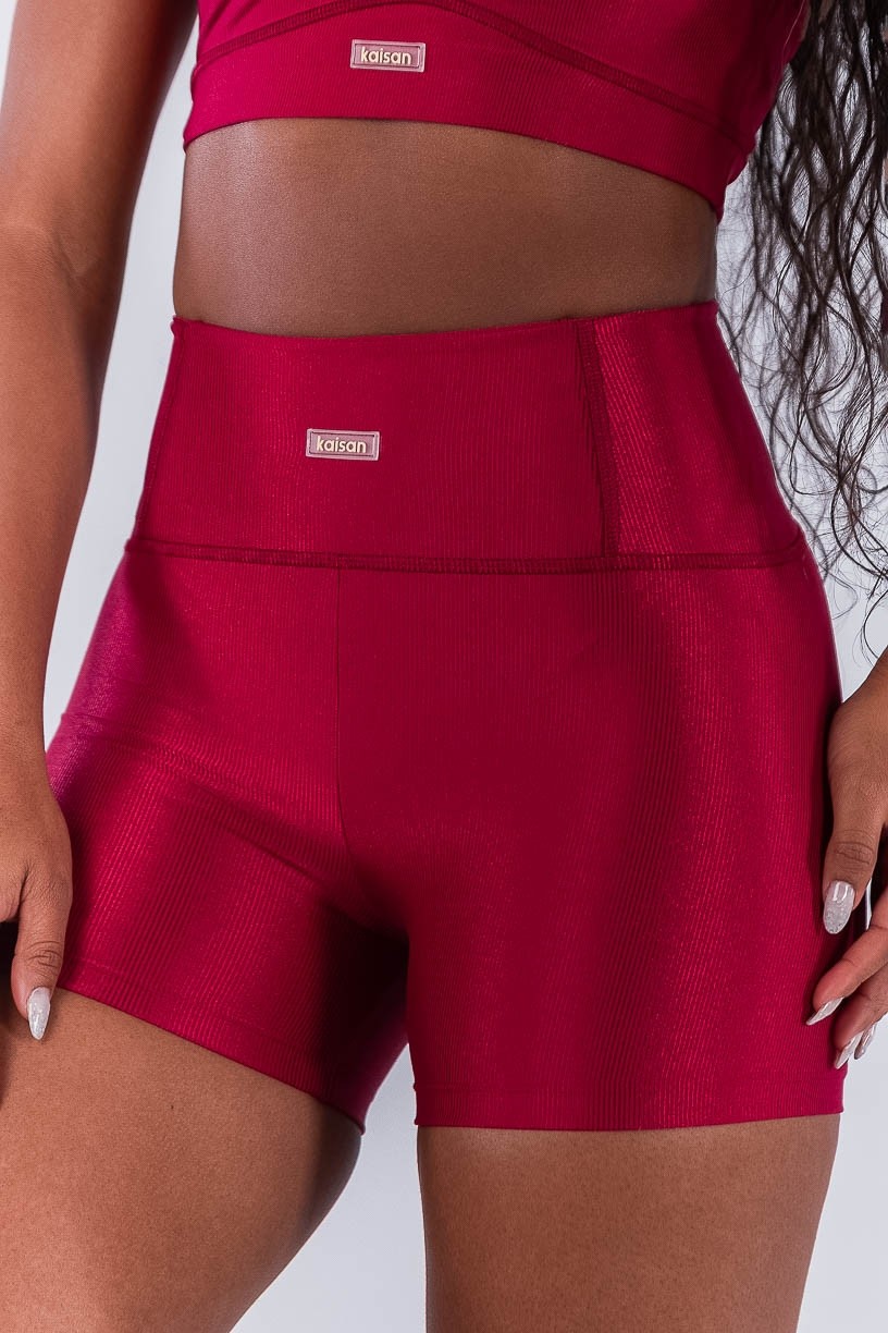 Short Canelado com Bolso no Cós (Cereja) | Ref: K4494-B