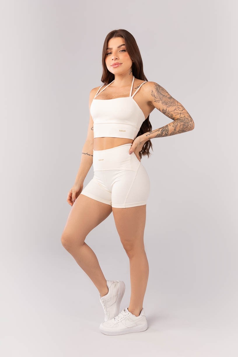 Short com Cós Diferenciado (Off White) | Ref: K4033-B