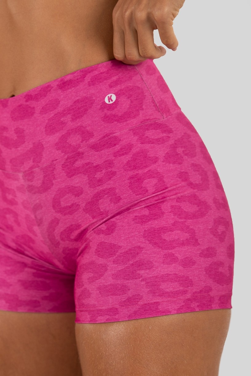 Short com Cós Duplo Estampa Digital (Pink Leopard)  Ref K3249-B