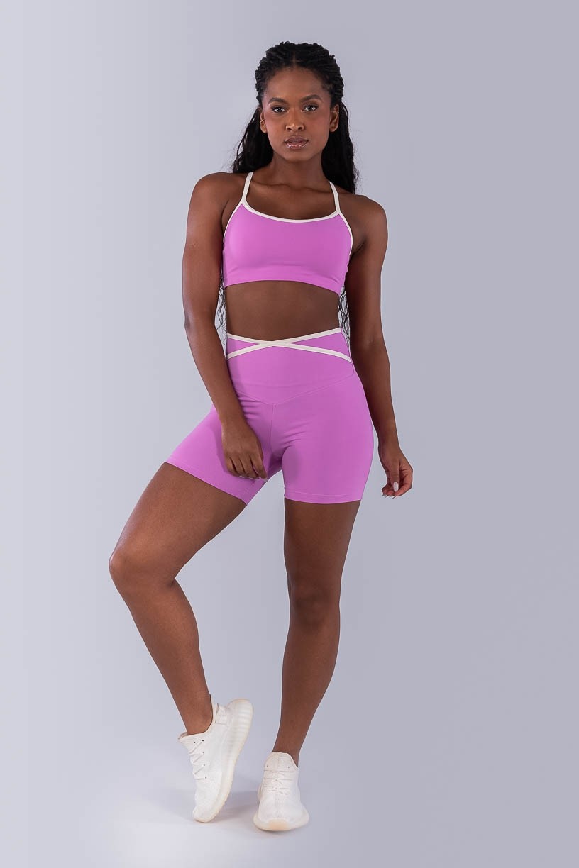 Short com Chapado Cruzado Contrastante (Aurora / Off-White) | Ref: K4483-B