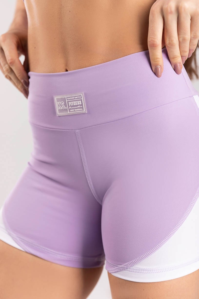 Short com Detalhe Lateral (Lilás / Branco / Cinza Claro) | Ref: K3331-E