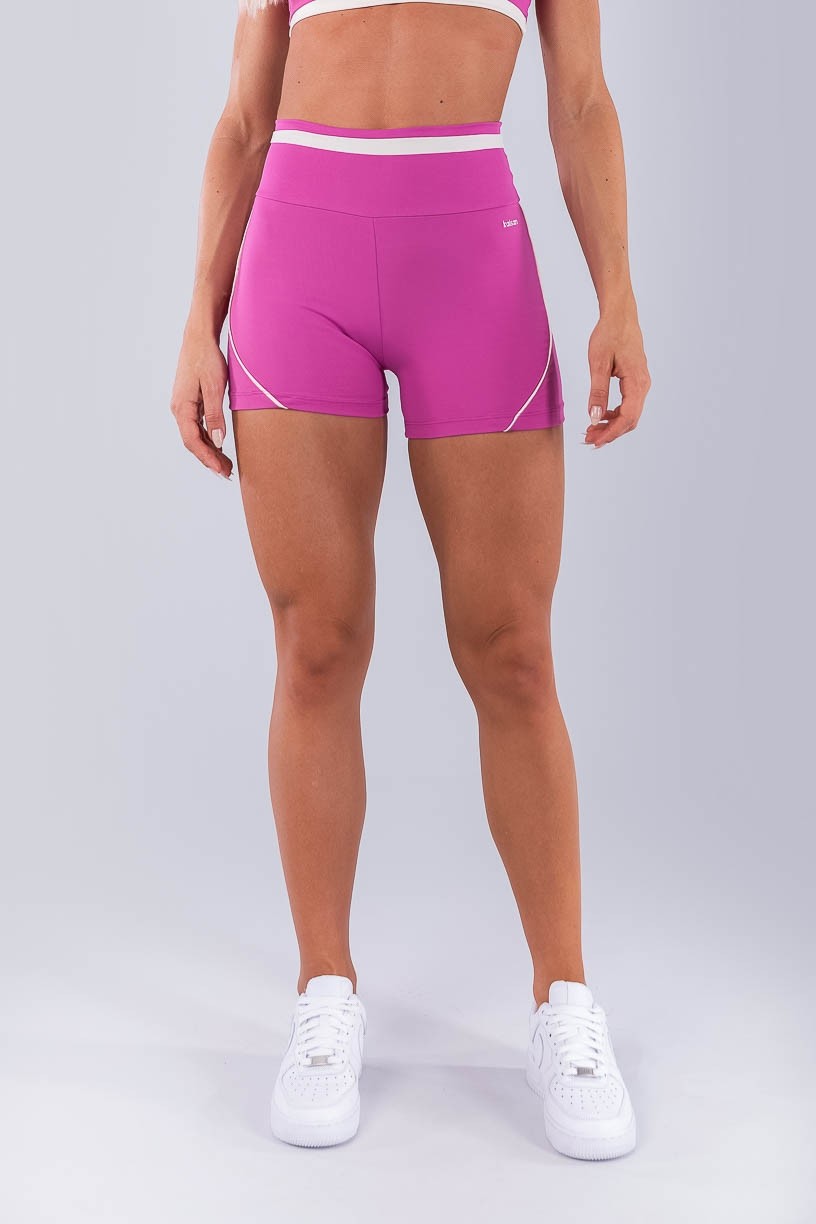 Short com Faixa no Cós e Vivo (Rosa Fúcsia / Off-White) | Ref: K4491-B