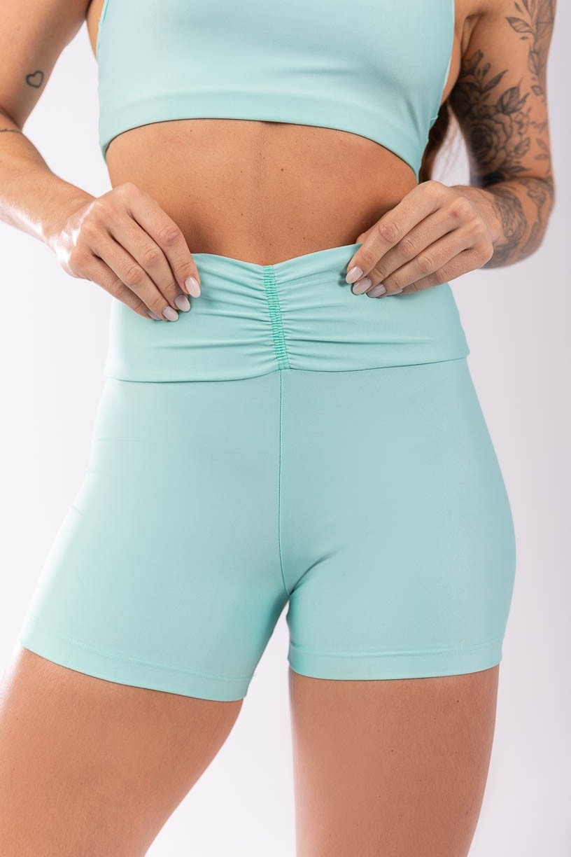 K3942-A_Short_com_Franzido_no_Cos_Verde_Claro__Ref:_K3942-A