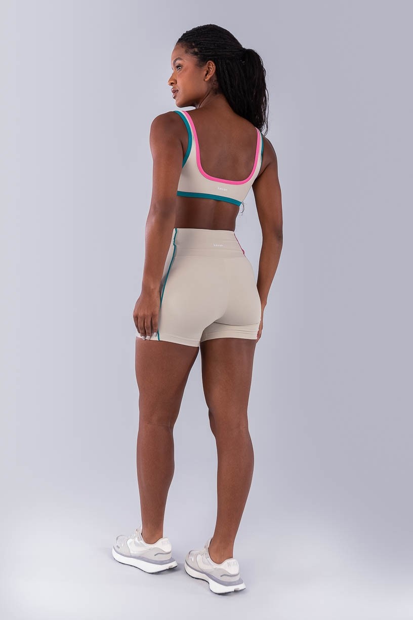 Short com Vivos Coloridos (Bege / Jade / Rosa Chiclete) | Ref: K4477-A