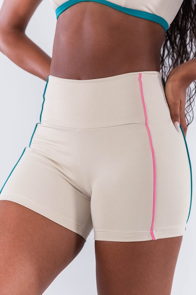 Short com Vivos Coloridos (Bege / Jade / Rosa Chiclete) | Ref: K4477-A