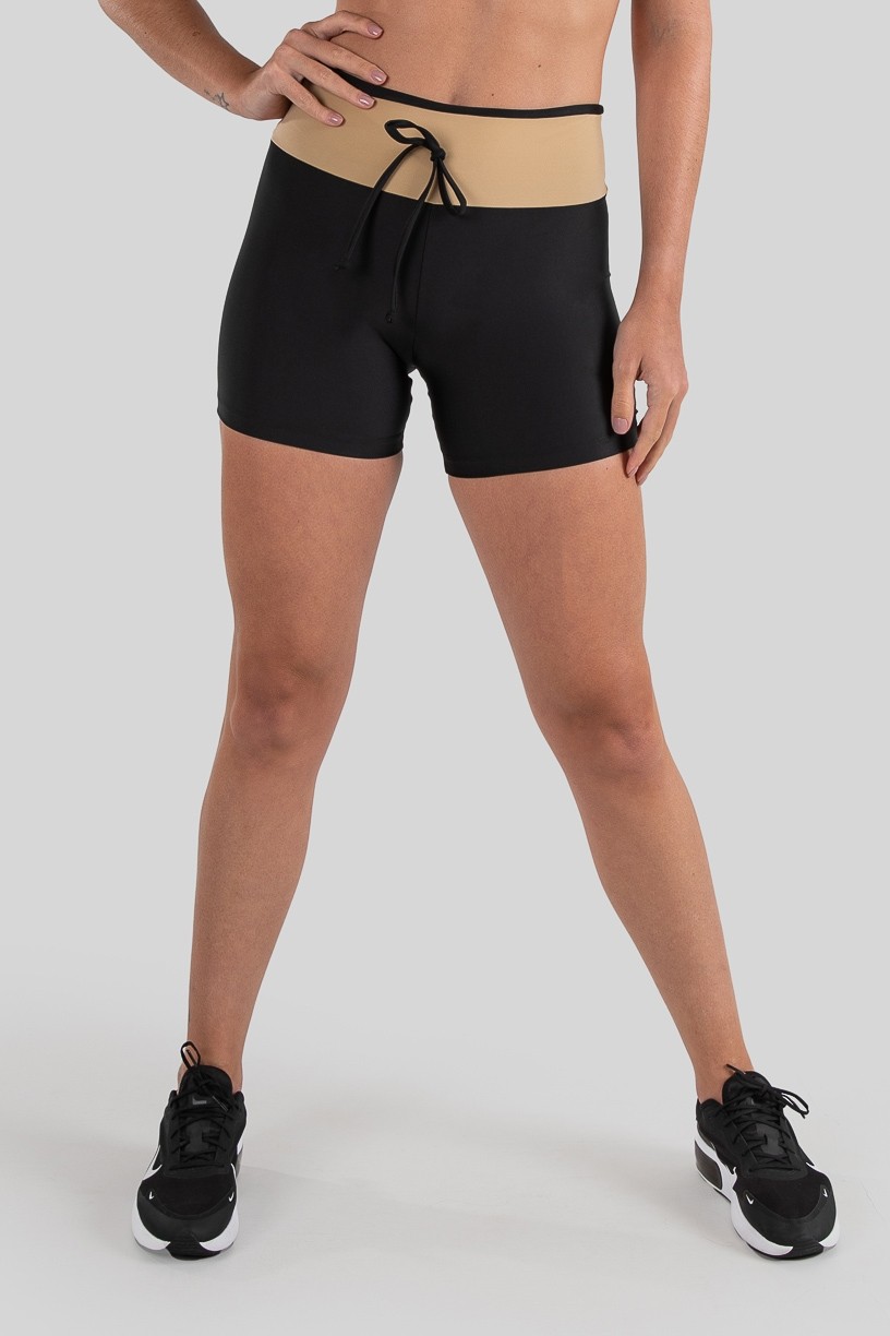 Short Duas Cores com Cadarço (Preto / Bege) | Ref: K3220-A