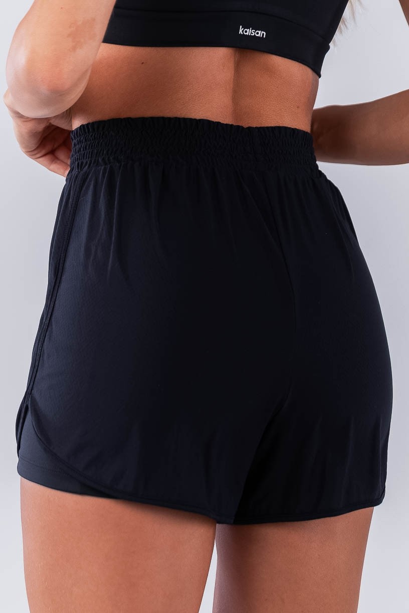 Short Duplo com Bolsos Internos (Preto) | Ref: K4502-A