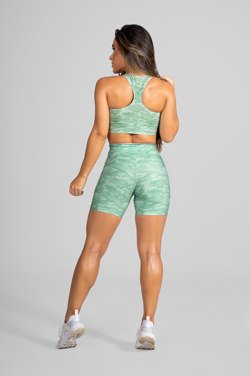 Short Fitness Meia Perna Estampa Digital Camouflaged Green | Ref: GO234-B