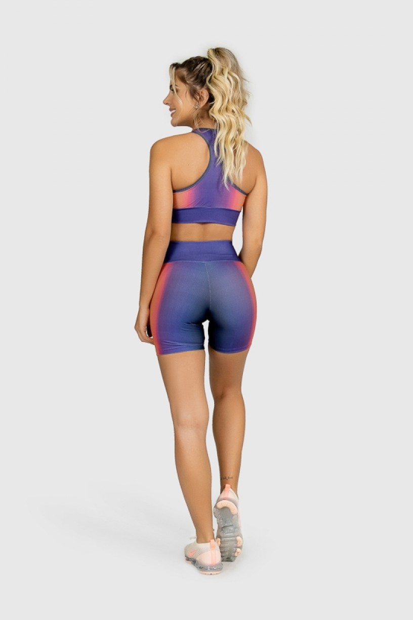 Short Fitness Meia Perna Estampa Digital Orange Boreal | Ref: GO383