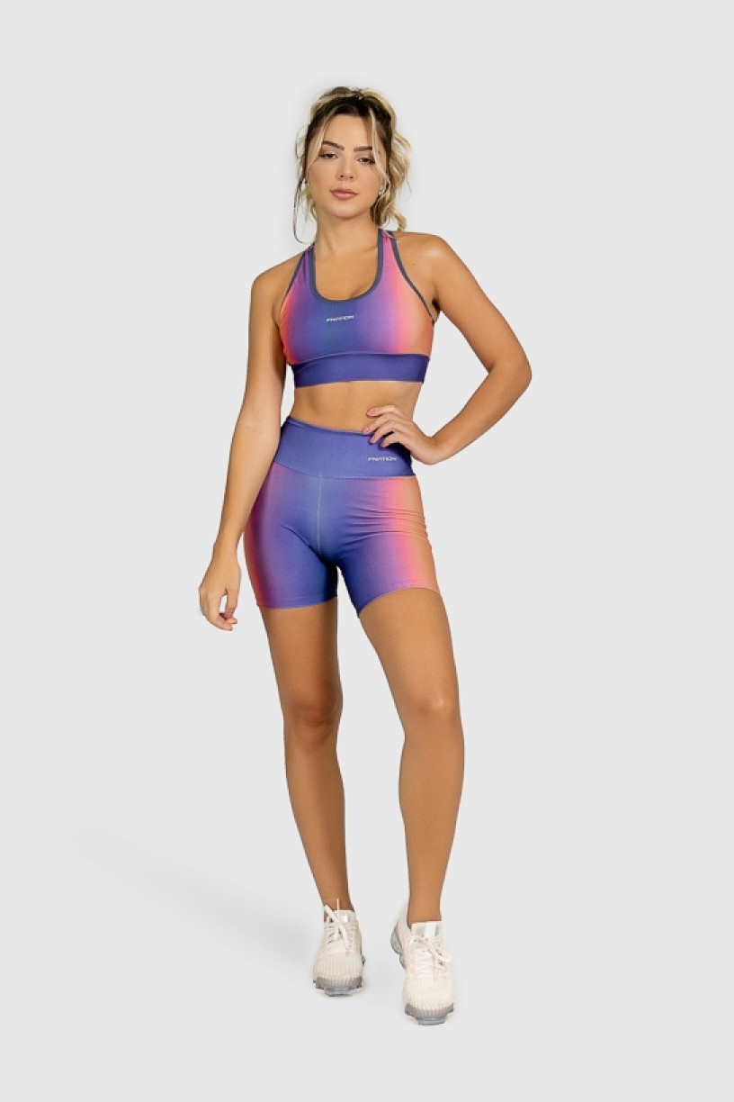 Short Fitness Meia Perna Estampa Digital Orange Boreal | Ref: GO383