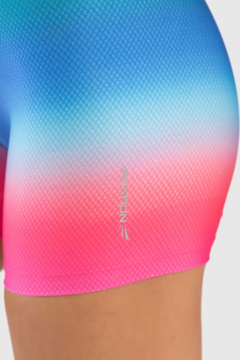 Short Fitness Meia Perna Estampa Digital Pink Blue Gradient | Ref: GO227