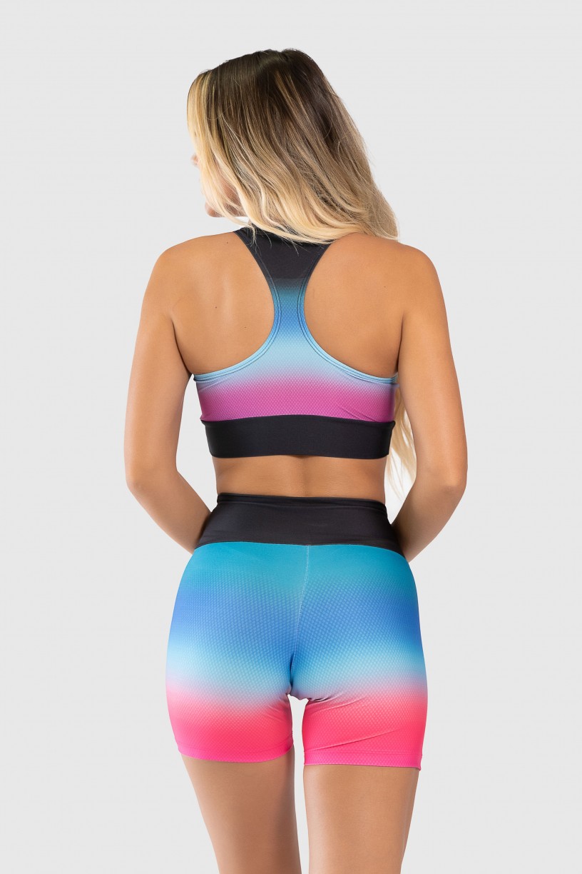 Short Fitness Meia Perna Estampa Digital Pink Blue Gradient | Ref: GO227