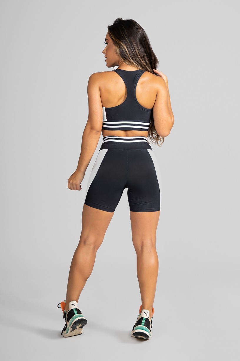 Short Fitness Meia Perna Estampa Digital White Stripes | Ref: GO235