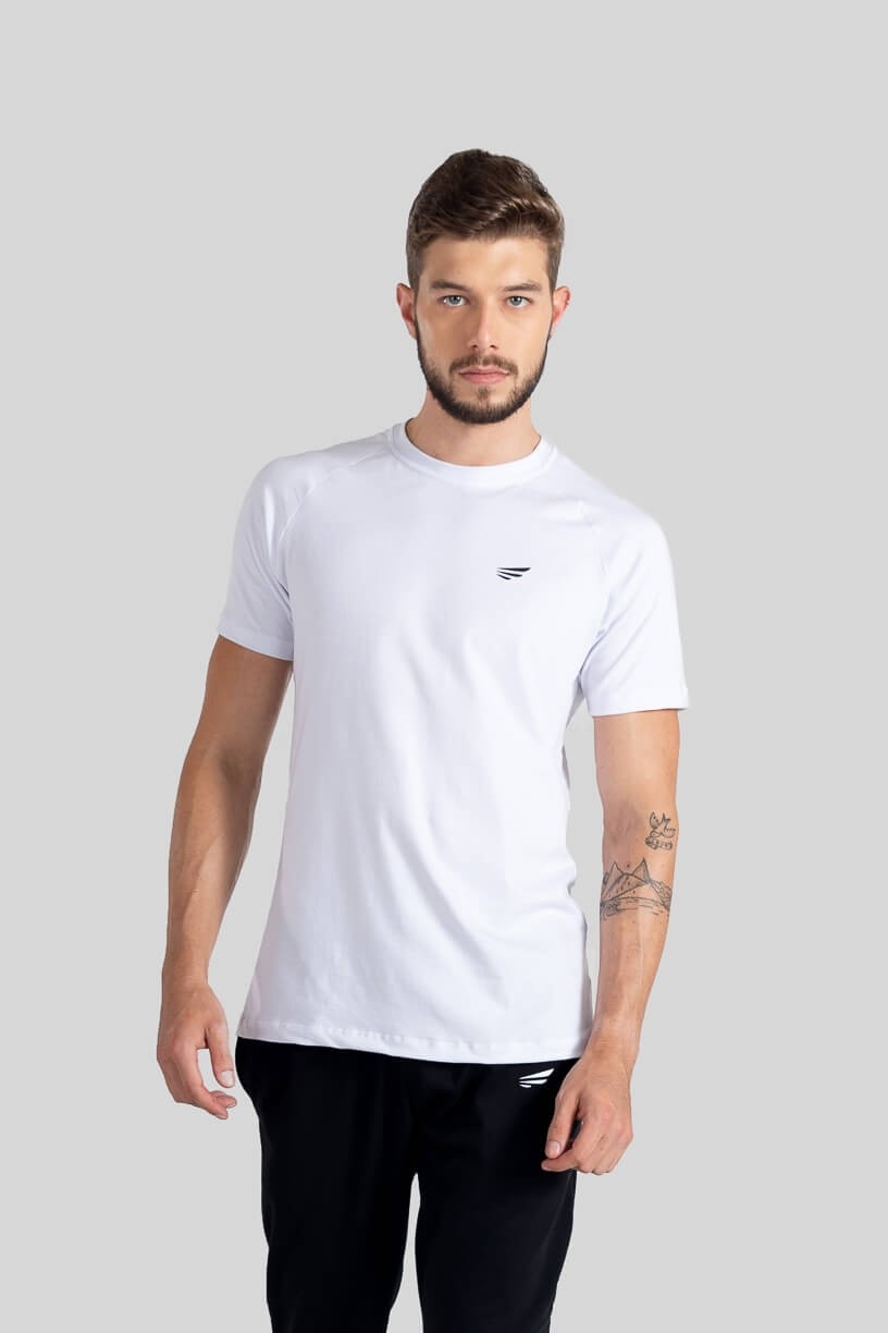 Camiseta Raglan Masculina (Branco) | Ref: K3115-B