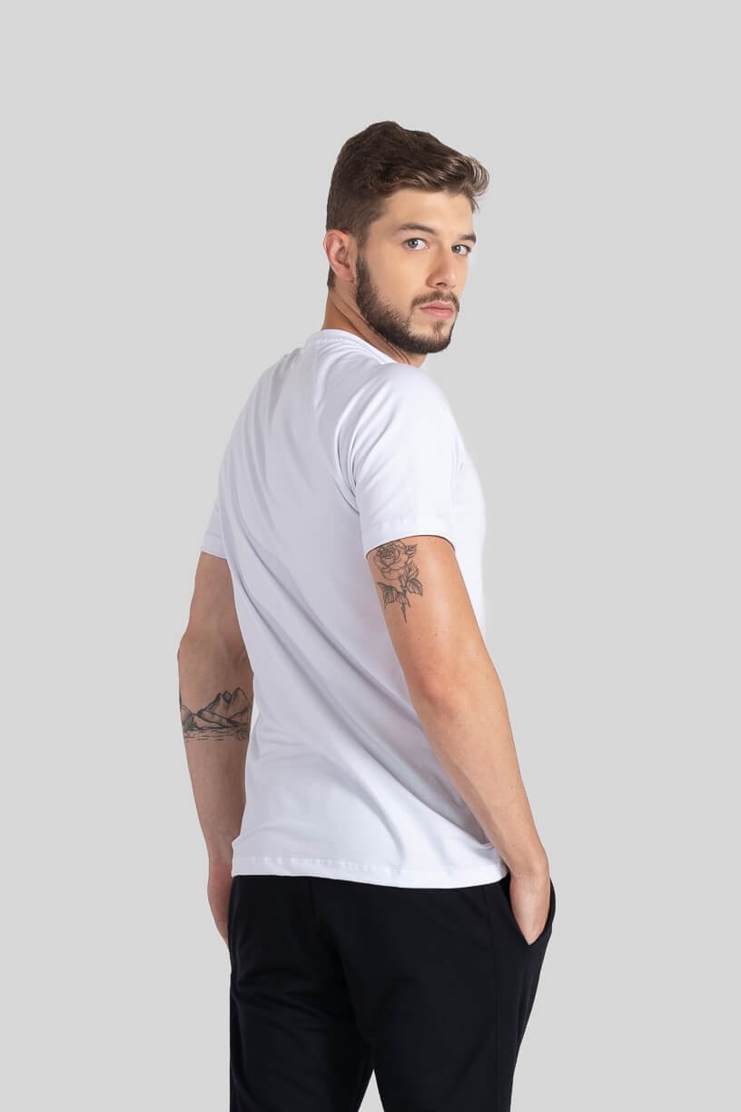 Camiseta Raglan Masculina (Branco) | Ref: K3115-B