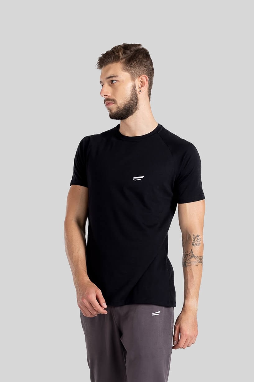 Camiseta Raglan Masculina (Preto) | Ref: K3115-A