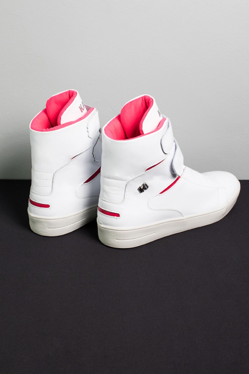 Sneaker Cano Alto com Velcro (Branco / Rosa Pink) | Ref: KS-T47-001 