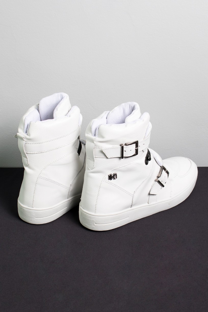Sneaker Cano Alto com Fivela e Elástico (Branco) | Ref: KS-T49-001