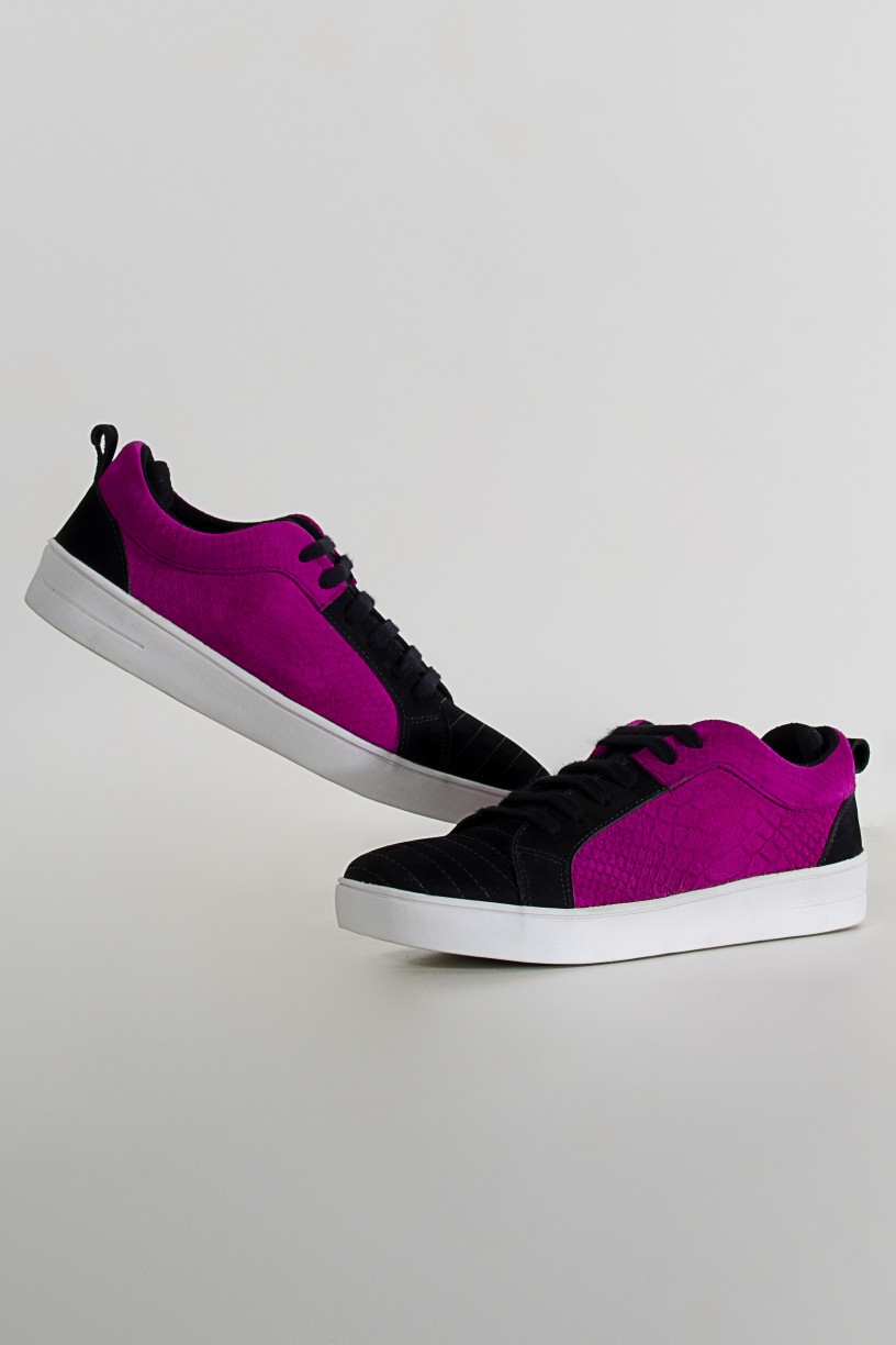 Mini Sneakers Nobuck Escama Rosa (Rosa / Preto) | Ref: KS-T60-001