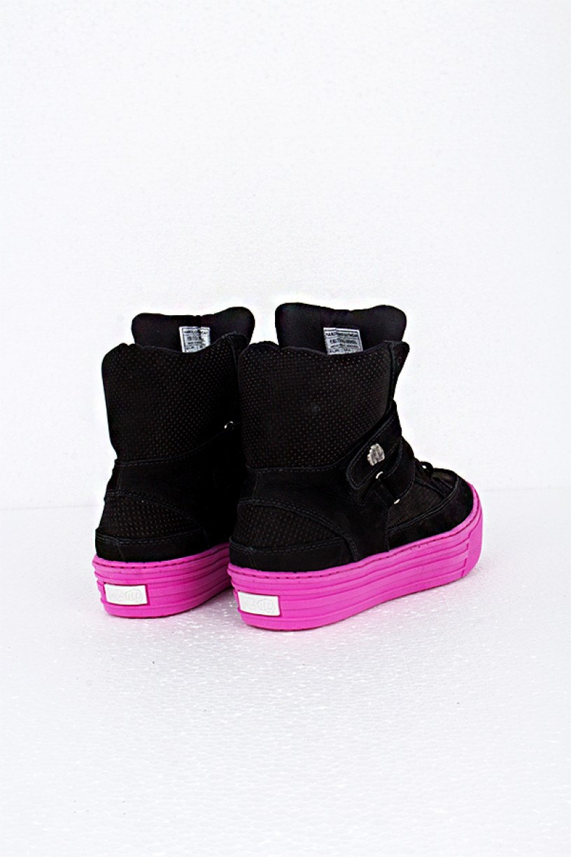 Tênis Gravity Nobuck Preto Sola Pink | Ref: T20