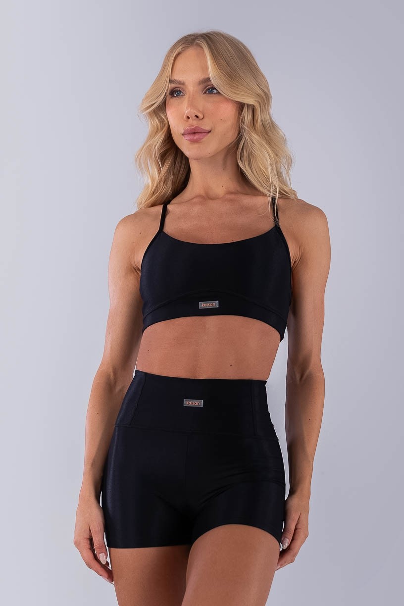 Top Canelado com Alças Cruzadas (Preto) | Ref: K4492-A