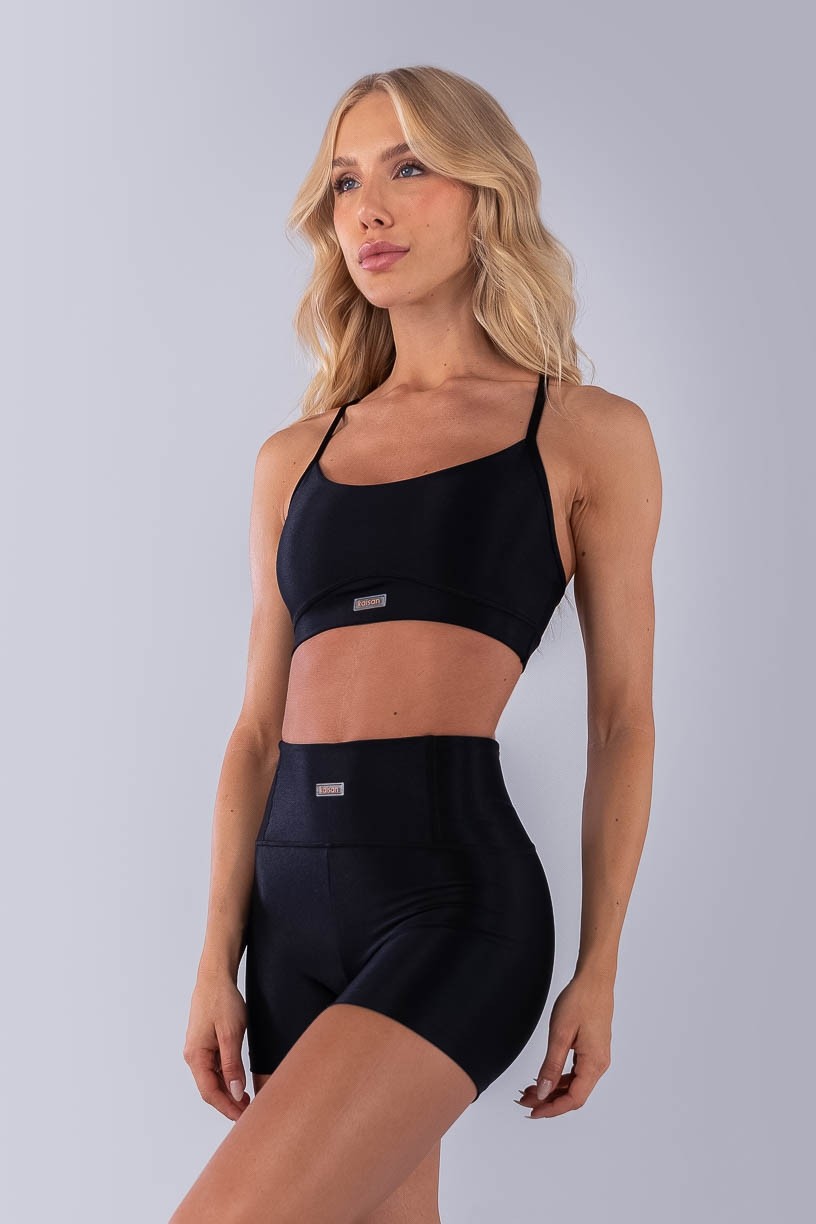 Top Canelado com Alças Cruzadas (Preto) | Ref: K4492-A
