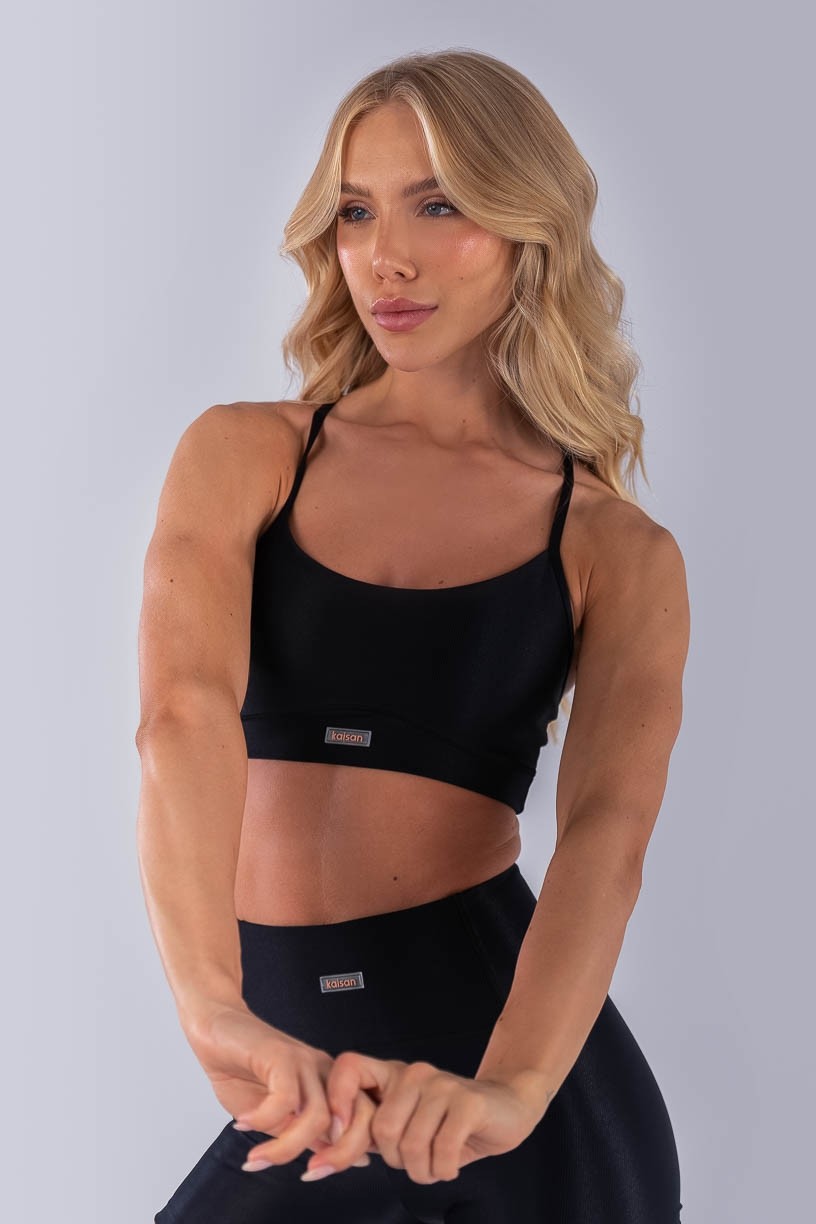 Top Canelado com Alças Cruzadas (Preto) | Ref: K4492-A