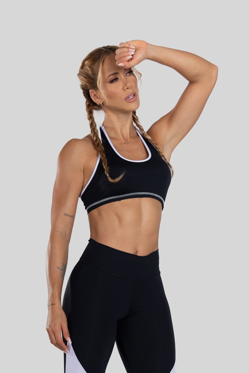 Top com Alça de Regulagem com Viés (Preto / Branco) | Ref: K3126-C