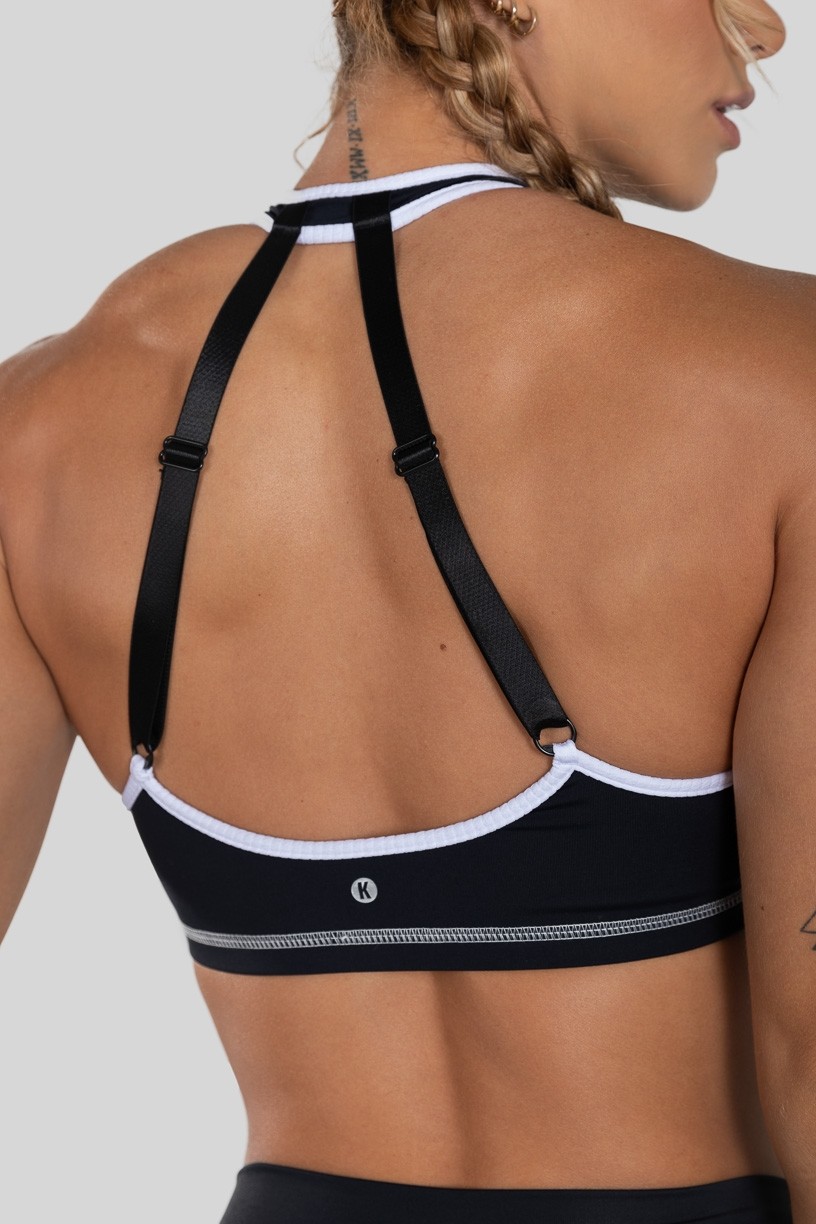 Top com Alça de Regulagem com Viés (Preto / Branco) | Ref: K3126-C