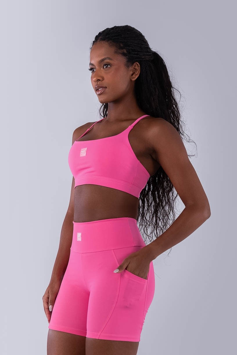 Top com Alças Cruzadas e Costas Abertas (Rosa Chiclete) | Ref: K4473-B