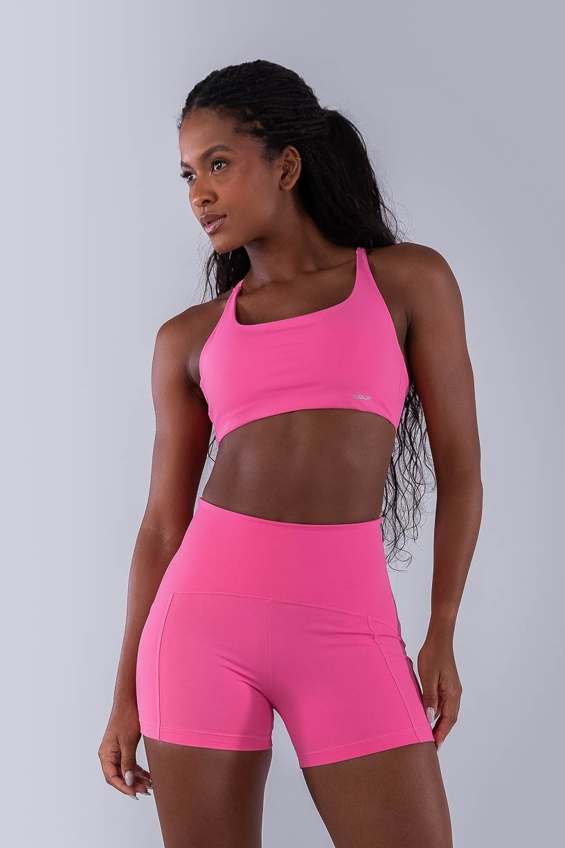 Top com Alças Cruzadas e Costas Abertas (Rosa Chiclete) | Ref: K4478-B