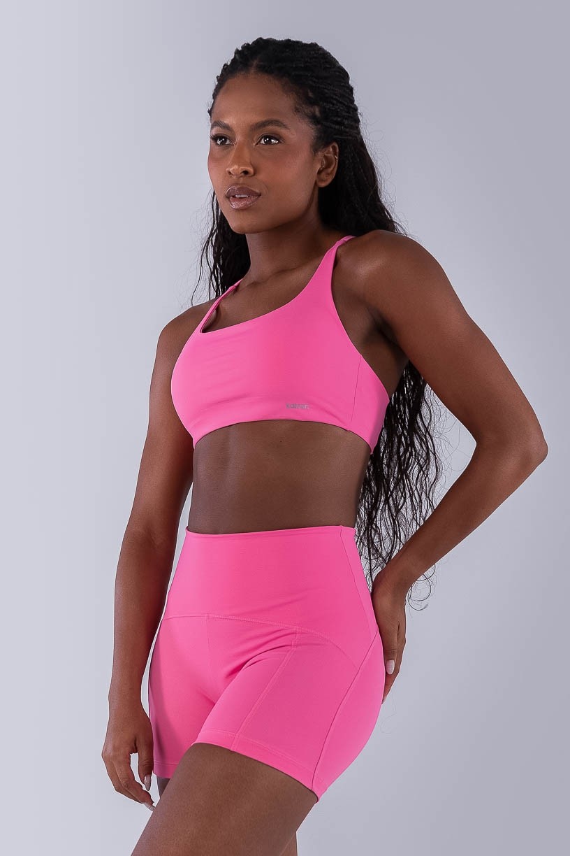 Top com Alças Cruzadas e Costas Abertas (Rosa Chiclete) | Ref: K4478-B