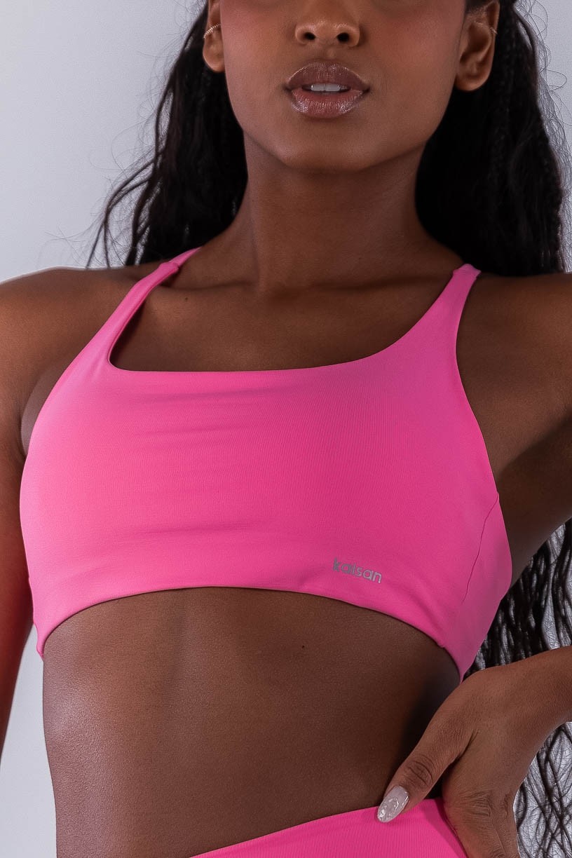 Top com Alças Cruzadas e Costas Abertas (Rosa Chiclete) | Ref: K4478-B