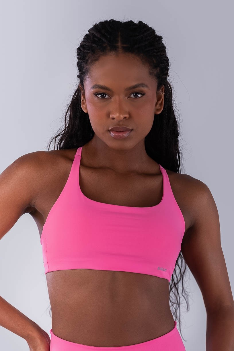 Top com Alças Cruzadas e Costas Abertas (Rosa Chiclete) | Ref: K4478-B