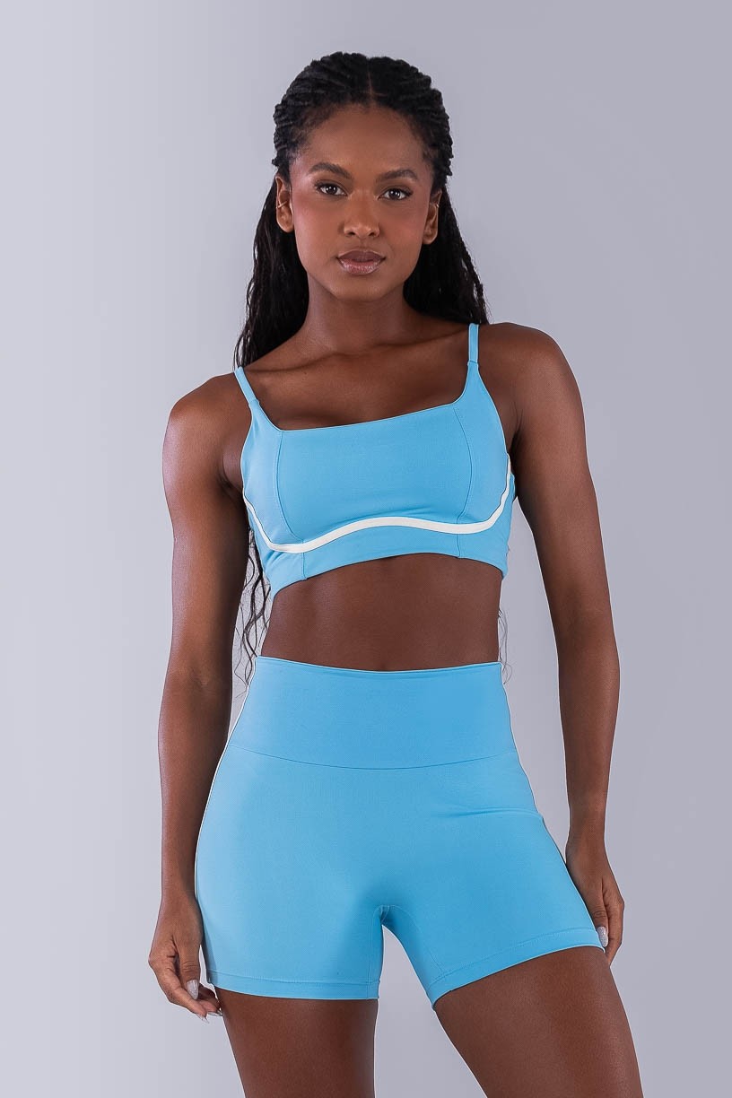 Top com Alças e Detalhe em Chapado (Azul Céu / Off-White) | Ref: K4484-B