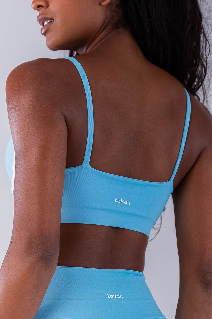 Top com Alças e Detalhe em Chapado (Azul Céu / Off-White) | Ref: K4484-B
